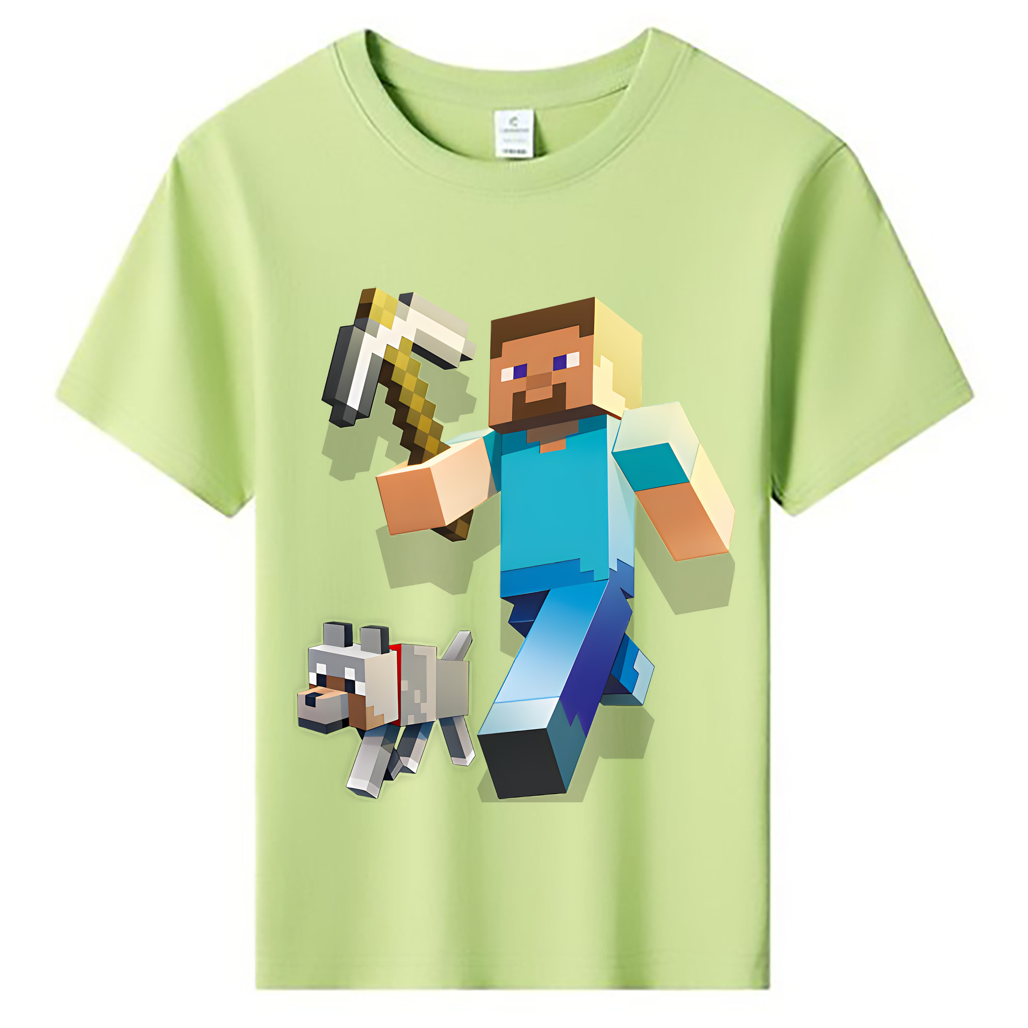 （画像用） マインクラフト ブロックの世界 Minecraft MC Block world 綿100％キッズTシャツ（フロントプリント）